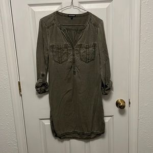 Express Olive Green “Denim” Dress